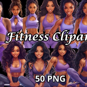 Fitness Girl Clipart, 50 PNG, Fashion Girl Clipart, Black Girl Clipart, Gym Clipart, Black Women Clipart, Black Girl Magic Png, Fitness Png