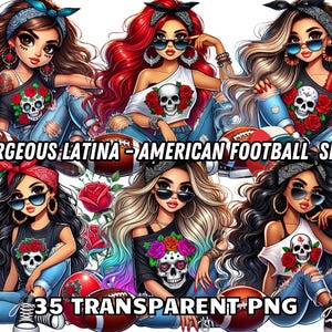 Lindo conjunto de futebol americano latino 2, 35 PNG, Chicana Clipart,Chibi Dolls Png,Chibi Girl Png,Latina Woman Png,Latina Clipart,Chibi Png