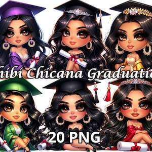 Chibi Chicana-Abschluss, 20 PNG, Chibi Latina-Abschluss, Abschluss-Png, Diplom-Clipart, College-Clipart, Abschluss-Clipart, Latina-Png