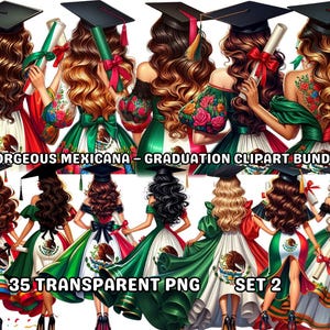 35 wunderschöne Mexicana – Abschluss-Clipart-Bundle-Set 2, Mexicana Png, Chicana Png, Latina Clipart, Chicana Clipart, Abschluss Png, Diplom Clipart