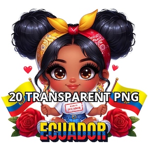 Super Cute Chibi Equador Baby Girl Png, 20 Png, Equador Girl Png, Equador Png, Latina Clipart, Chibi Girl Png, Latina Png, Bandeira Do Equador Png