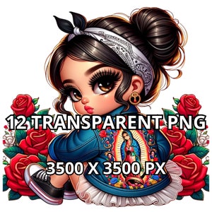 Chibi Cute Latina Baby Girl Png, 12 Png, Latina Princess Clipart, Spaans meisje Png, Chibi Girl Clipart, Chibi Girl Png, Chibi Dolls Png, Onze Lieve Vrouw