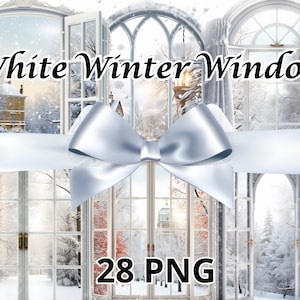 Weißes Winterfenster, 28 PNG, Winter-Clipart, Fenster-Clipart, Home-Clipart, Winterfenster-Png, gemütliches Winter-Png, Schnee-Clipart, festliches Fenster