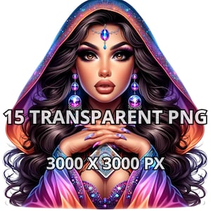 Cartes de tarot femme latine, 15 PNG TRANSPARENT, Magnifique Fortune Teller Clipart, Latina Woman Png, Chicana Clipart, Latina Girl Png, Latina Png