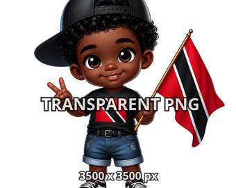 1 Chibi Cute Trinidad and Tobago Baby Boy Png, Trinidadian Boy Png, Trinidad Flag Png, Trinidad Clipart, Trinidad Png, Caribbean Boy Png