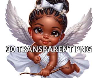 Chibi Super Lindo Día de San Valentín Cupido Niña Negra, 30 PNG, Imágenes Prediseñadas de Niña Negra, Imágenes Prediseñadas de Niña Negra, Niña Negra Png, Chica Afro Png