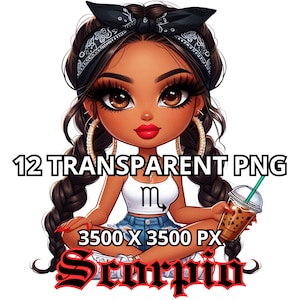 Chibi Hot Chicana Zodiac Girl Png, 12 TRANSPARENT PNG, Chicana Clipart, Chibi Dolls Png, Chibi Girl Png, Latina Woman Png, Latina Clipart