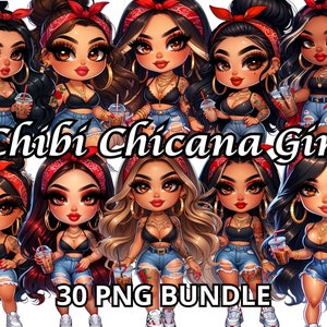 Chibi Chicana Girl, 30 Png, Hot Latina Clipart, Chicana Clipart, Chibi Dolls Png, Chibi Girl Png, Latina Woman Png, Latina Clipart, Chicana Png