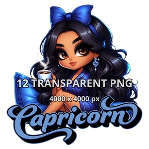 Sternzeichen Png Bundle, 12 TRANSPARENTE PNG, Sternzeichen Png, Chibi Latina Sternzeichen Mädchen Png, Latina Frau Png, Latina Png, Chibi Png, Chibi Clipart