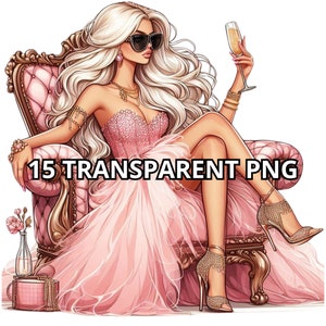 Clipart per ragazza alla moda, 15 PNG, PNG per ragazza glam, Clipart per fashionista, Clipart di moda, Clipart per capo ragazza, Clipart per ragazza glam, Png di lusso, Png di moda