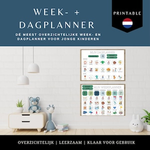 Weekly Planner for Children in Dutch | Daily Planner for Preschoolers | Daily Routine Cards | Montessori Education | Planner for Boys