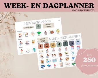 Weekplanner/dagplanner voor peuters/kleuters - Montessori - jonge kinderen / Nederlands / activiteiten / routine