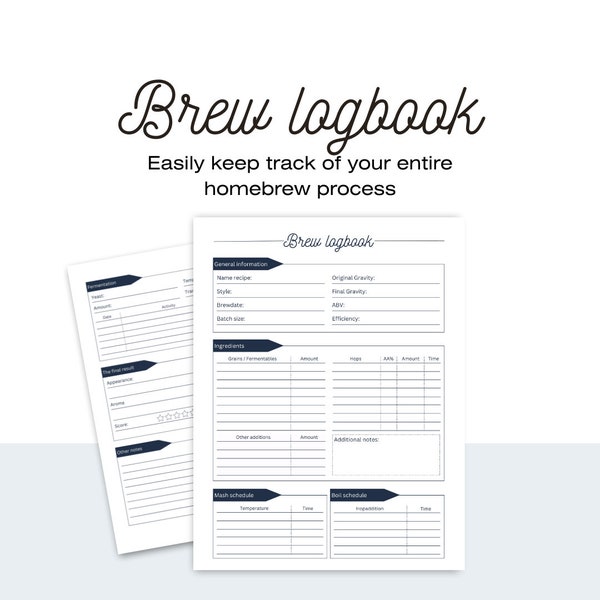 Homebrew logbook PDF Download - Homebrew journal - Keep track of your entire home brew day and gain insights into the process easily.