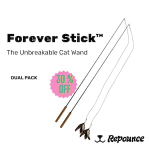 2-Pack: The Unbreakable Cat Wand, Forever Stick by Repounce - All-in-One Durable Wand Cat Toy And Cat String Toy - Cat Toys for Indoor Cats