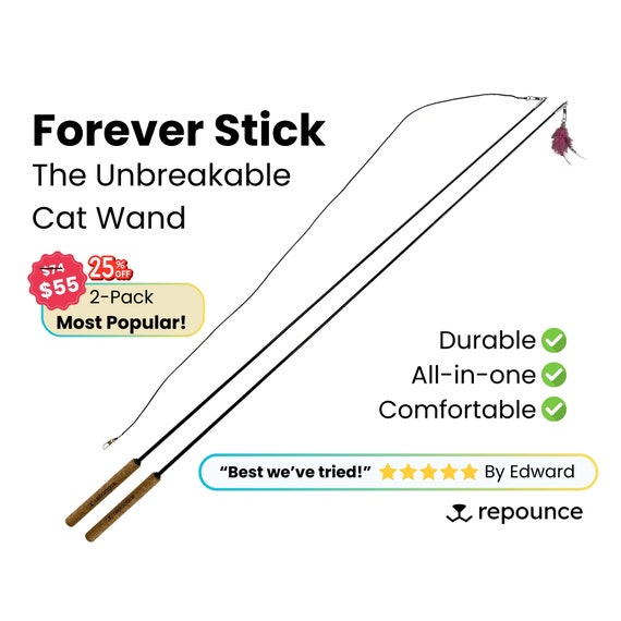 2 pack the Unbreakable Cat Wand Forever Stick by Repounce All in one Durable Wand Cat Toy and Cat String Toy Cat Toys for Indoor Cats Etsy