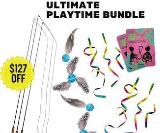 Ultimate Playtime Bundle - Cat Wand and Refillable Cat Wand Toy Refill - World's First Refillable Cat Lures, Cat Wand Refill, Attachments