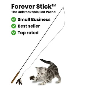 Forever Stick: The Unbreakable Cat Wand Toy - Extra Long, Durable, Reusable, Interactive Feather Teaser for Indoor Cats by Repounce