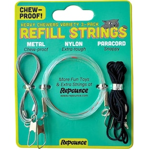 Buy 2, Get 1 Free: Heavy Chewers Pack - Replacement Strings for the Forever Stick Cat Wand Including 1 Chew-proof Metal String for Chewers!