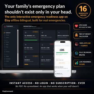 Emergency Preparedness App | SHTF Survival Planner | Family Bug Out Bag Checklist | 72h Kit | Works Offline