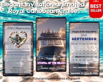 Animated Cruise Invitation Video | Elegant Anniversary, Birthday (Digital)