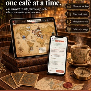 Solo Journaling RPG Game | Interactive Cozy Journal Game | Cafe Travel Journaling Adventure | Guided Solo RPG,Beginner Friendly, No Dice
