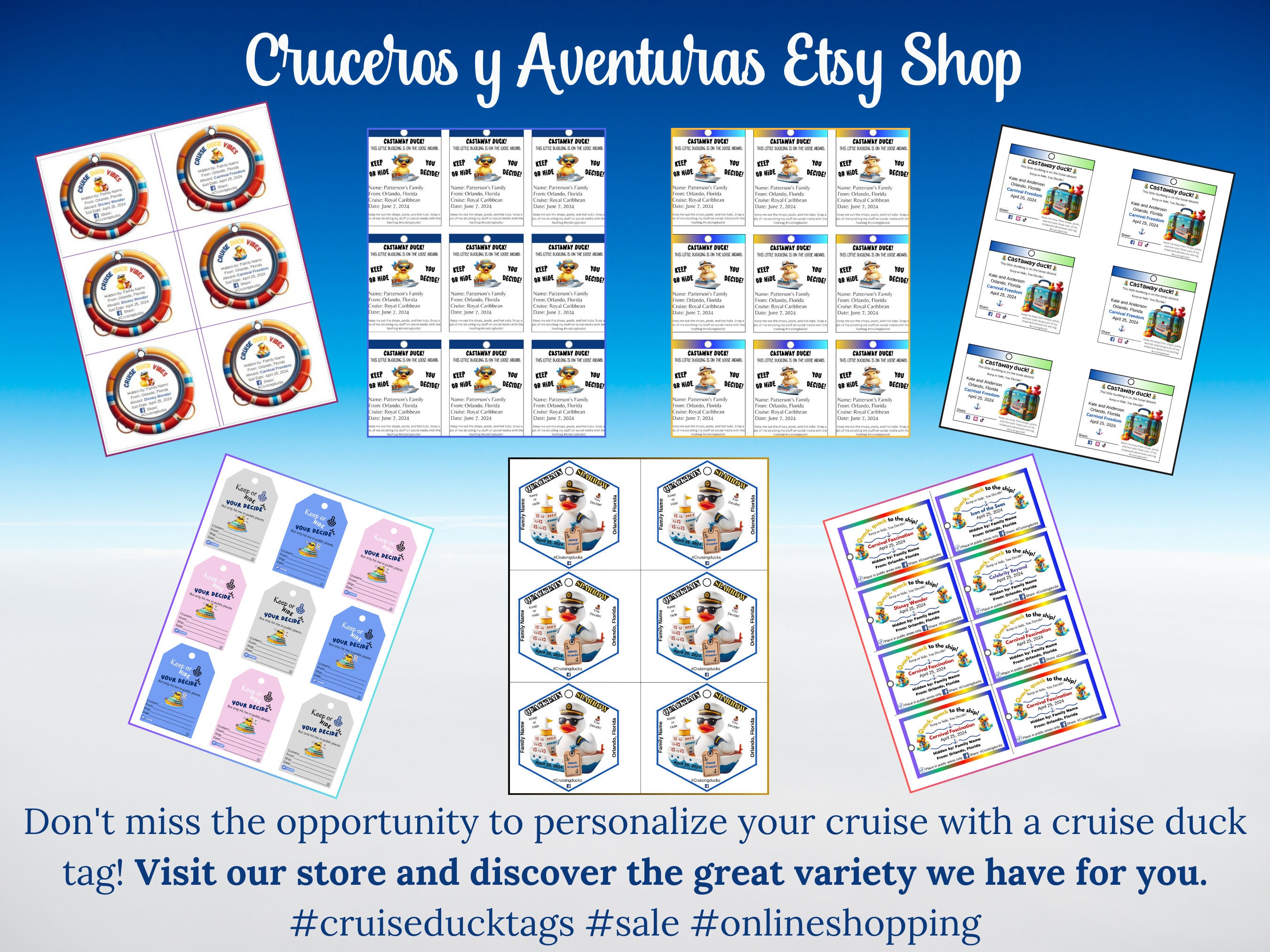 Mini Cruising Duck Tags for Captain Cruisers, Printable Rubber Duck Tag ...