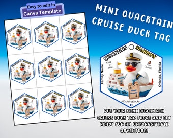Mini Cruising Duck Tags: Customizable Captain Duck Tag (Canva Template)