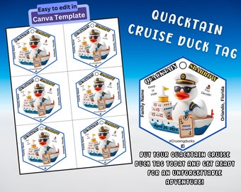 Printable Cruise Duck Tags: Customizable Canva Template (Instant Download)