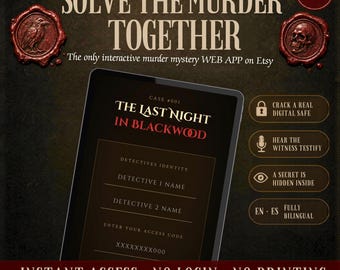 Jogo de Mistério de Assassinato para Casais - Jogo de Detetive Digital Interativo - Atividade para Encontro Romântico - Acesso Instantâneo - Aplicativo Web - Sem Necessidade de Impressão