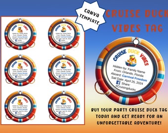 Cruise Duck Tags: Customizable Family Vacation Template (Digital Download)