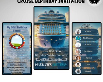Editable Royal Caribbean Cruise Invitation Video Template | Animated mobile Birthday invitation with Itinerary