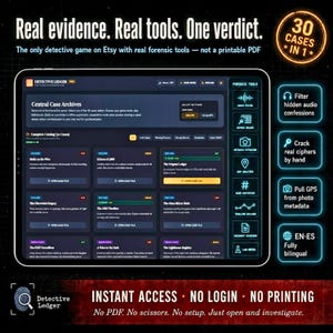 Detective Game App Interactive Murder Mystery Escape Room 30 Cases True Crime Investigation Cold Case Web App Bilingual Instant Access