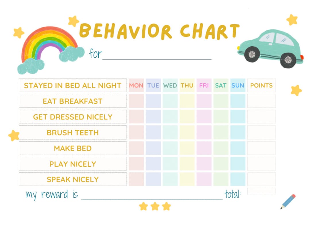 Behavior Chart Etsy Behavior Chart Etsy