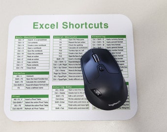 Excel Shortcuts Mouse Pad / Desk Accessories, Office Desk Accessories, Gift Coworker, Christmas Gift ( FREE 1 Excel Sticker )