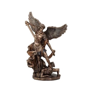 Archangel Saint Michael Statue - Archangel Defeating Satan Figurine - Symbol of Good Triumphing Over Evil