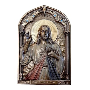 Icon with Jesus Divine Mercy - Christian Desk Icon home decor - Prayer Room art decor