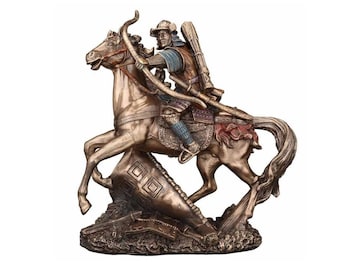Samurai Archer sculpture - Mounted Archer statue - Japanese Warrior Home Decor