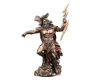 Zeus with Thunderbolt in Battle statue - Ancient Greek figurine - Classic home decor