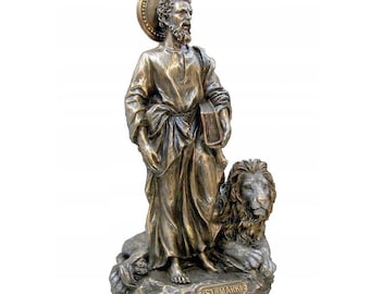 Saint Mark the Apostle with Lion Statue - Christian Home Decor - Religious Decor Figure