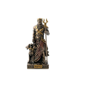 Hades with Cerberus, mythological ruler of the underworld, small