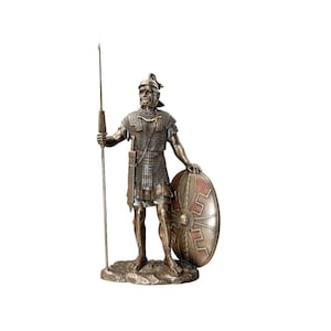 Roman Legionary Warrior with Spear (Pilum) and Shield - Roman Legionary Figurine - Roman Warrior Sculpture
