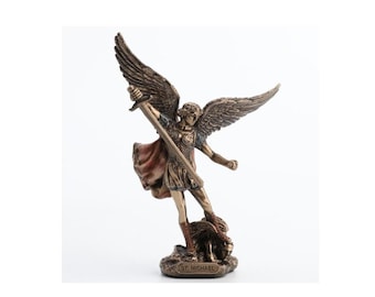 Saint Michael with Sword figurine - Archangel Michael small figure - Christian Home Decor