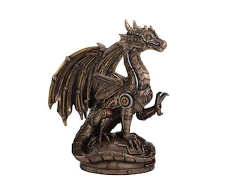 Steampunk Dragon sculpture - Mechanical Fantasy Dragon figure -  industrial home decor