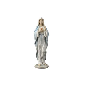 Mary sculpture - Colorful Figurine of Virgin Mary - Immaculate Heart of Mary - Christian faith artwork