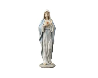 Mary sculpture - Colorful Figurine of Virgin Mary - Immaculate Heart of Mary - Christian faith artwork