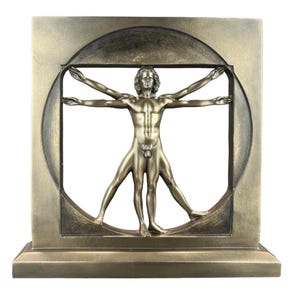 Leonardo da Vinci Vitruvian Man sculpture - Italian Renaissance-themed home decor - Decorative art gift