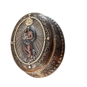 Coffret Vierge Marie - Coffret décoratif avec la Vierge Marie et l'enfant Jésus - Coffret à bijoux religieux - Vierge à l'enfant
