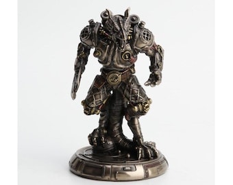 Steampunk Dragon Golem sculpture - Fantasy steampunk art  - Steampunk home decor