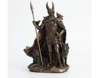 Odin with Spear Sculpture - Standing Odin Figurine - Viking Mythology Statue - Norse God home decor