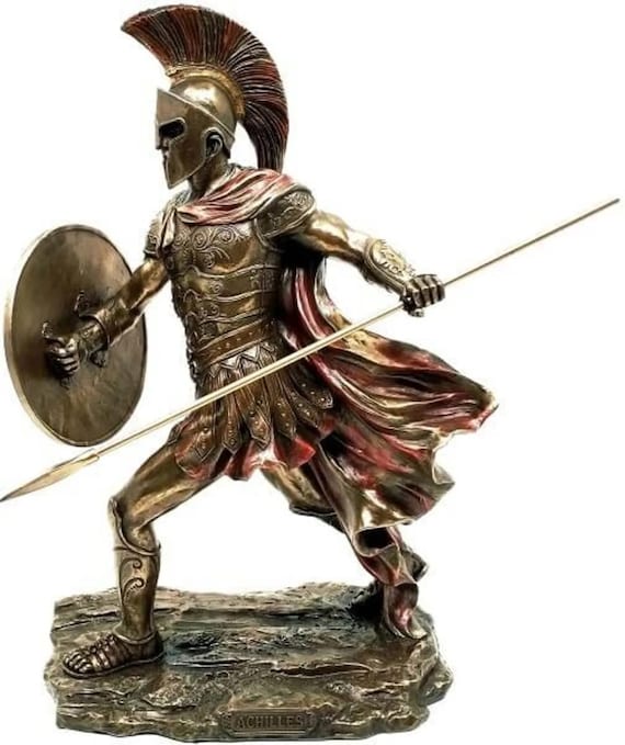 ホメロスの時代のギリシャの戦士アレスの像としても知られています。 高さ60cm 槍と盾を持ったアキレス - ホメロスのギリシャ詩『イリアス』の英雄